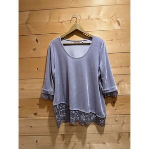 Soft Surroundings Rousseu Velvet Lace Tunic Lilac Purple L